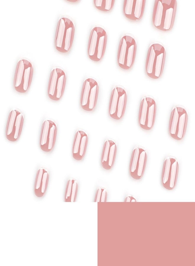 GRITOSE Extra Short Press on Nail Nude Fake Nails Chrome Full Cover White French Tip Press ones False Nails Natural Reusable Stick on Nail Gel Glue on Nails Square Acrylic Nail for Women Girls 24pcs - Image 2